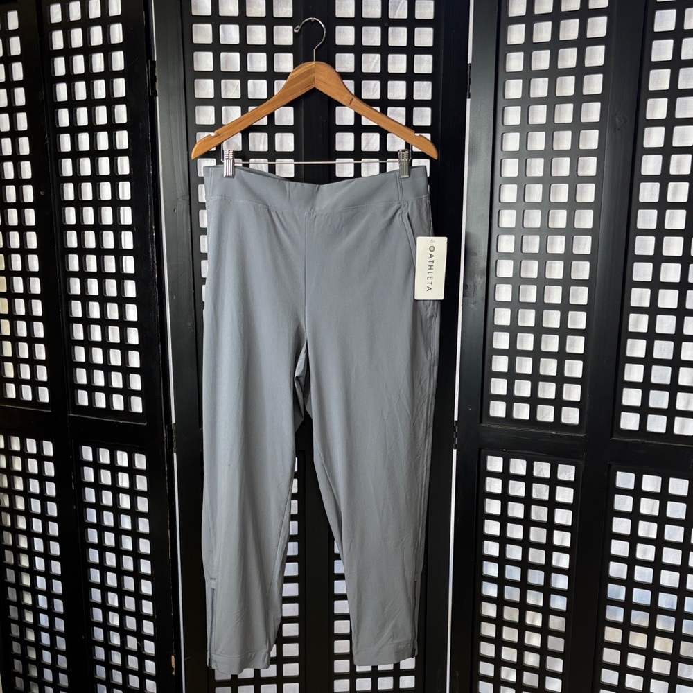 🤍 Brooklyn Heights Jogger Athleta Gray Travel Stretch Pants Women's 14 NWT🤍